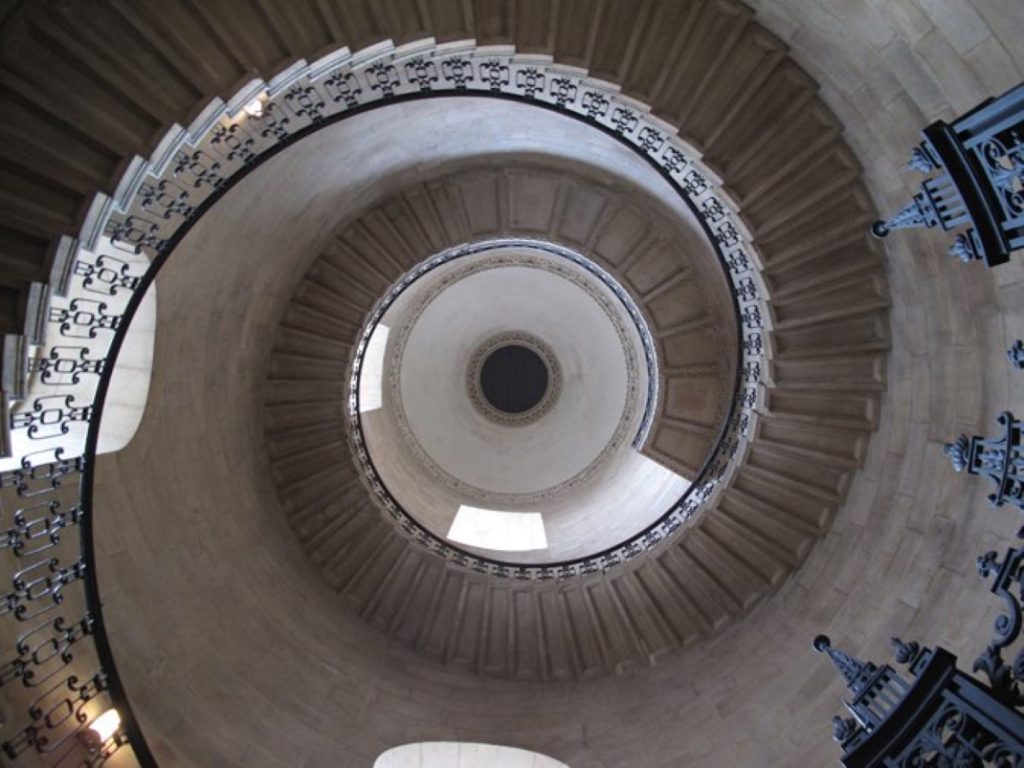 The geometric staircase at St. Paul's Cathedral, where architect John Pawson will be showing an optical installation entitled Perspectives