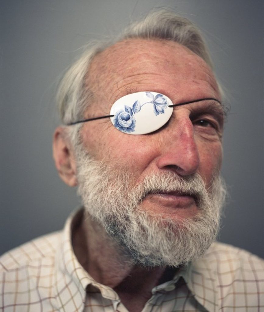 Ceramic Eye Patch by Damian O'Sullivan, from the exhibition "Power of Making" at the V&A