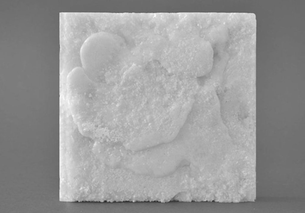 Close-up of a tile made from salt